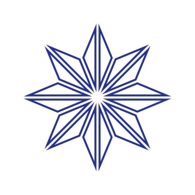 Sekiz köşeli mavi yıldız basit ince çizgi simgesi.