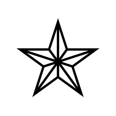 Beyaz üzerine beş noktalı siyah yıldız vektör simgesi