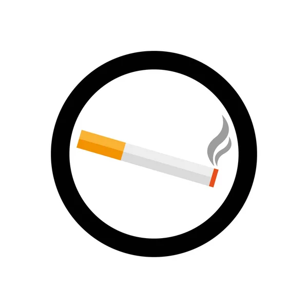 Vetor área de fumar e ícone de fumaça no círculo preto — Vetor de Stock