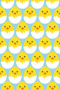 Mutlu Paskalya yumurtası civcivi kusursuz desen, vektör