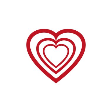 Kırmızı Kalp ikonu logosu. Kalp çerçeve darbeleri tasarımı