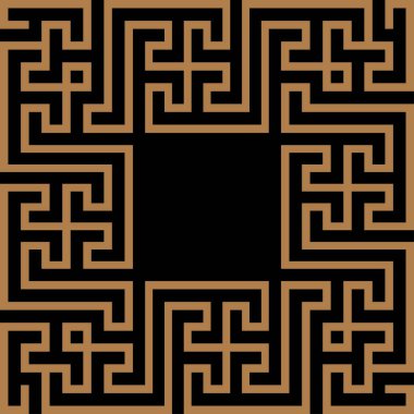 Yunan anahtar sınır çerçevesi. Tipik Mısırlı, Suriyeli ve Yunan dürtüleri. Arap geometrik dokusu. İslam Sanatı. Soyut geometrik. Vektör ve illüstrasyon.