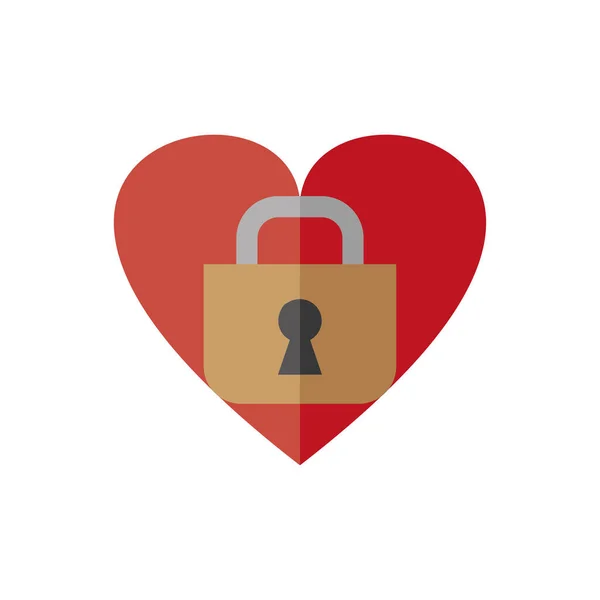 Concetto di design icona vettoriale lucchetto rosso a forma di cuore — Vettoriale Stock