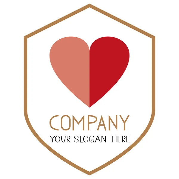 Logo Ikony Srdce Dvoudílný Srdeční Vektor Ikona Půl Srdce — Stockový vektor