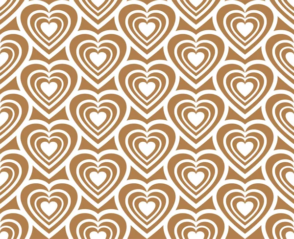 Golden Heart Icon Seamless Background Heart Strokes Design Isolated White — Stock Vector
