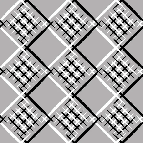 図線はシームレスなテクスチャ ベクトルパターンの背景を示します タータンスコットランドの黒白のテクスチャ — ストックベクタ