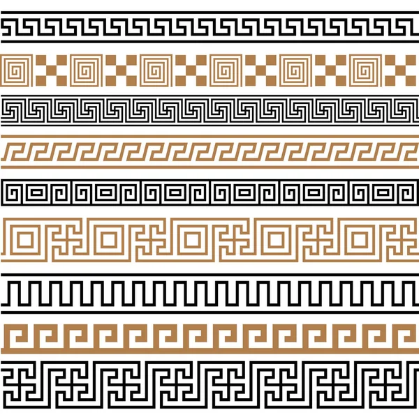 Oude Griekse Naadloze Randen Frames Patroon Ingesteld Uit Griekenland — Stockvector