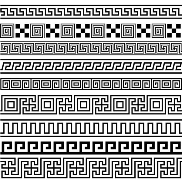 Ancient Greek Seamless Borders Frames Pattern Set Greece — Stockový vektor