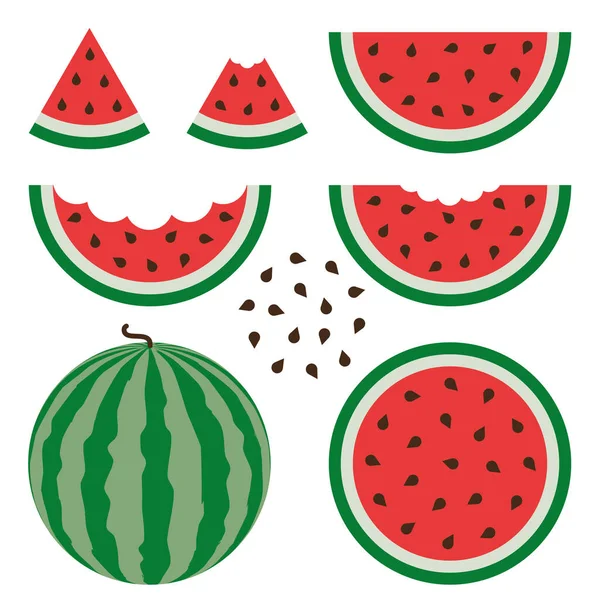 Watermeloen borden vector ingesteld op witte achtergrond. — Stockvector