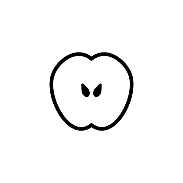 Apple halb Symbol oder flache lineare Zeichen auf weiß — Stockvektor