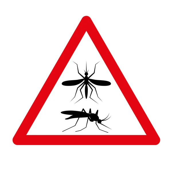 Κανένα σημάδι κουνουπιών και κόκκινο τριγωνικό προειδοποιητικό σύμβολο — Διανυσματικό Αρχείο