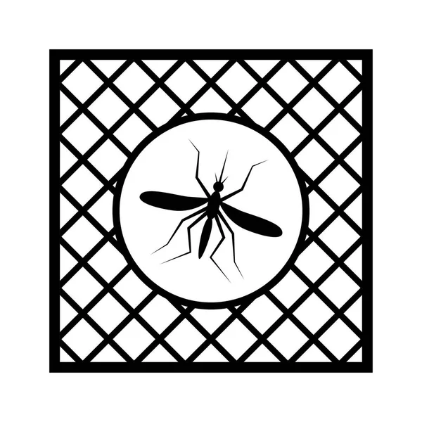 Σήμα δικτύου κουνουπιών με πλαίσιο για το εικονίδιο παραθύρου pvc — Διανυσματικό Αρχείο
