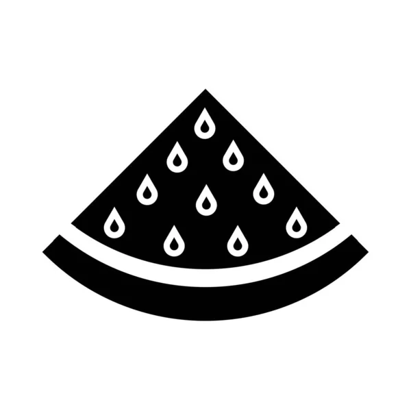 Scheibe Wassermelone Zeichen, flache schwarze Design-Vektor — Stockvektor