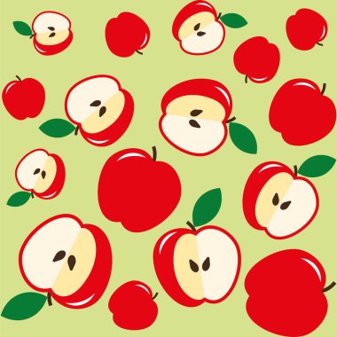 Aydınlık arkaplanda kırmızı elmalar ve çekirdek