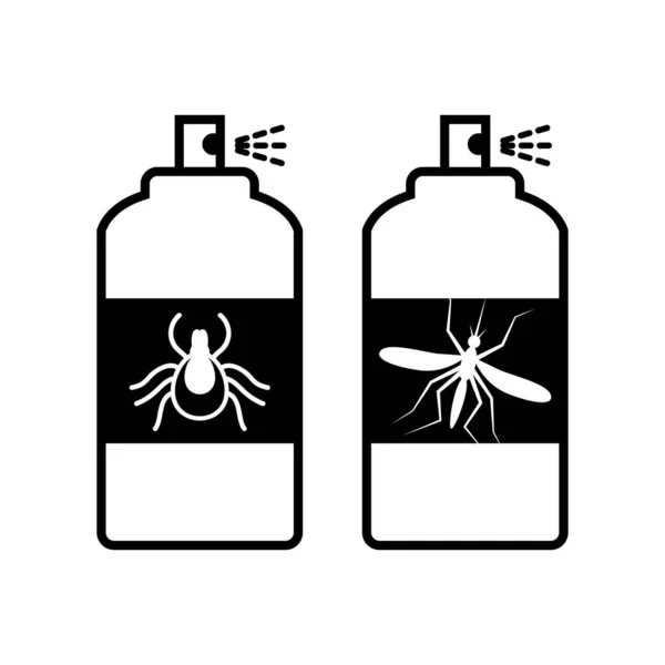 Κουνούπι και τσιμπούρι εικονίδιο μπουκάλι σπρέι. Διακοπή εντόμων — Διανυσματικό Αρχείο