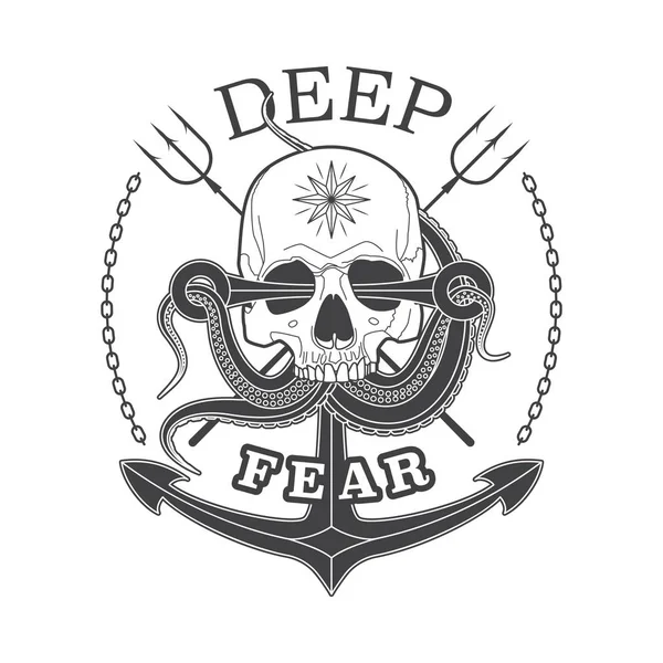 Derin korku kafatası siyah beyaz amblem