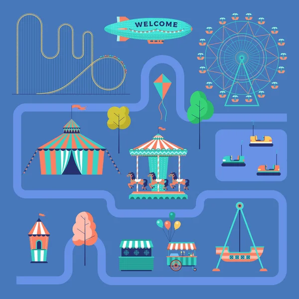 Vidámpark lakás illusztráció — Stock Vector