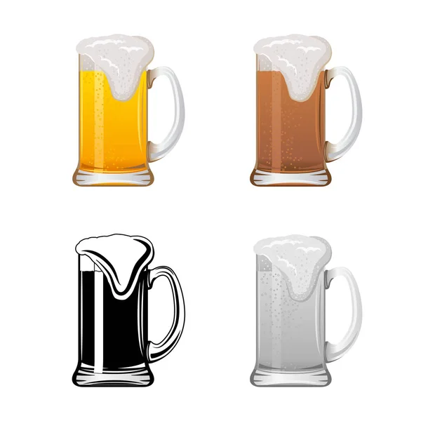 Mug avec ensemble de bière — Image vectorielle