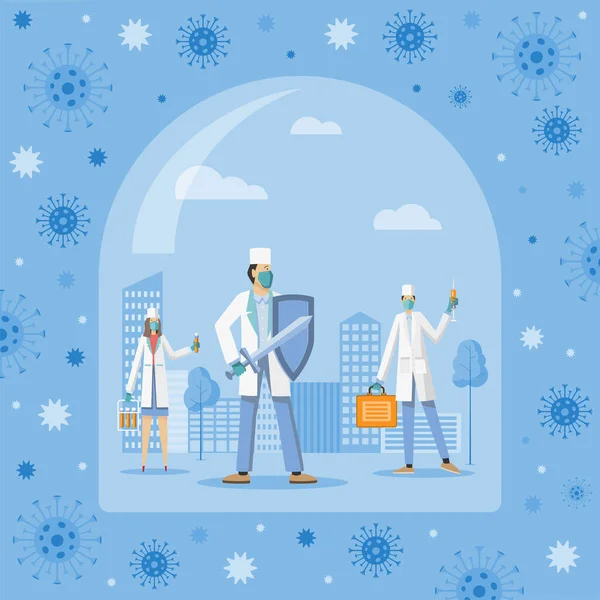 Doktorlar koronovirüsle savaşır.