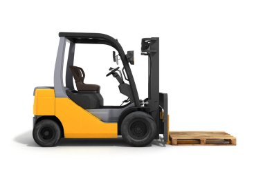 Forklift yükleyici üzerinde beyaz 3d render izole