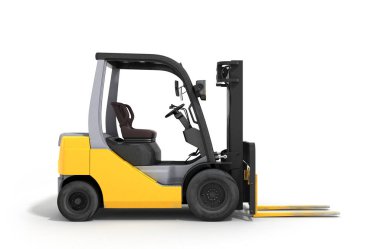 Forklift yükleyici üzerinde beyaz 3d render izole