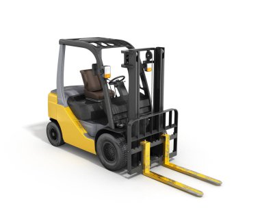 Forklift yükleyici üzerinde beyaz 3d render izole