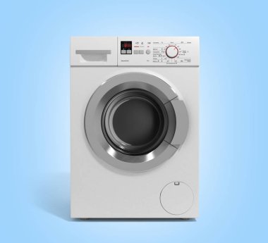 Beyaz arka plan 3d çizim üzerinde çamaşır makinesi 