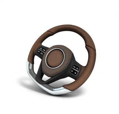 Beyaz backg izole otomobil tekerlek direksiyon 3d render