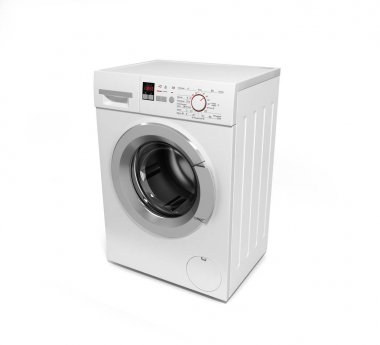 Beyaz arka plan 3d çizim üzerinde çamaşır makinesi 