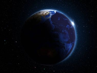 Dünya gezegeni uzaydan 3d resimde