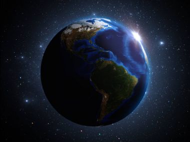 Dünya gezegeni uzaydan 3d resimde