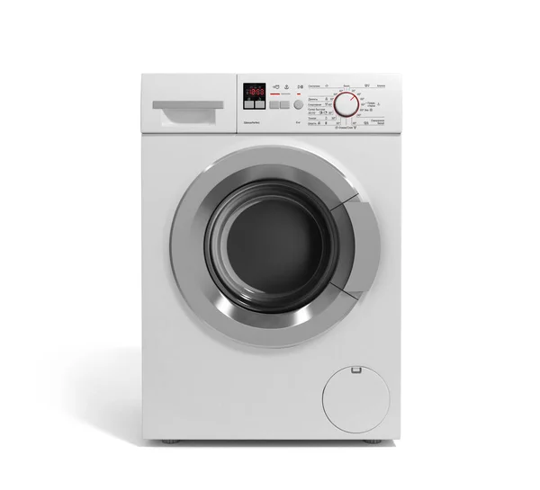 Máquina de lavar roupa em fundo branco ilustração 3D — Fotografia de Stock