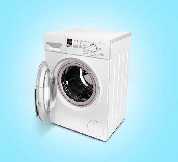 เปิดเครื่องซักผ้าบนพื้นหลังเกรเดียนภาพ 3D — ภาพถ่ายสต็อก