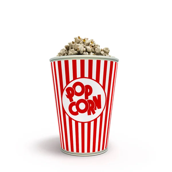Popcorn v 3d vykreslení prokládaného bloku na bílém pozadí — Stock fotografie
