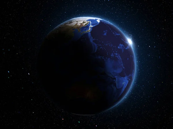 Planeta Tierra en el espacio exterior 3d ilustración — Foto de Stock