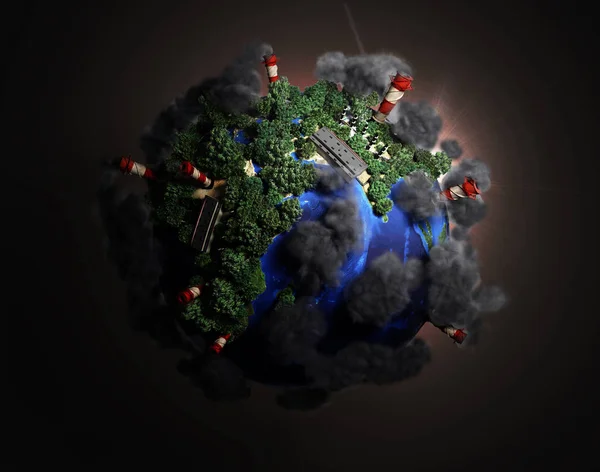 Ekokontsept, natuurbehoud de planeet is bedekt met bomen — Stockfoto