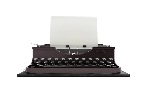 Retro-rostige Schreibmaschine mit Papierblatt 3D-Render isoliert auf wh — Stockfoto