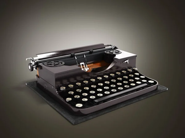 Retro rusty typewriter 3d render on gradient background — Stock Photo, Image