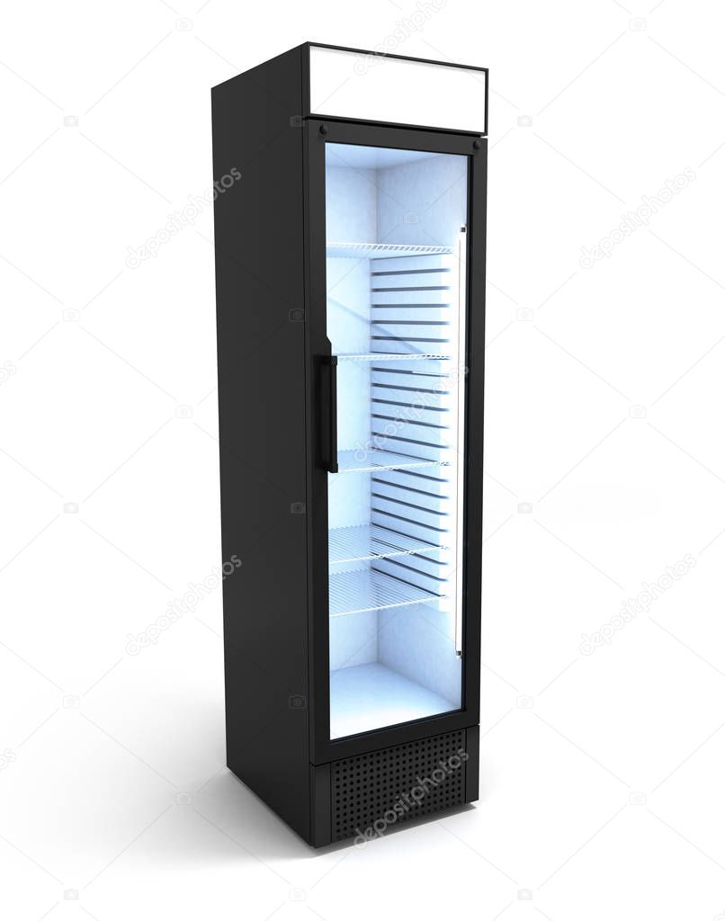 Drink display fridge 3d render on white