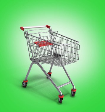 boş süpermarket 3d render yeşil degrade b arabası
