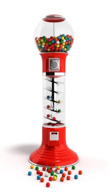 red vintage gumball dispenser machine made of glass and reflecti clipart