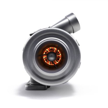 Otomotiv Turbo türbin 3d render beyaz