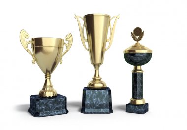 3d resimde beyaz altın trophys Kupası