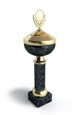 Altın Kupa Kupası 3d resimde beyaz