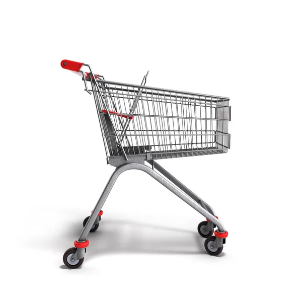 Wózek narzędziowy z supermarketu render 3d na białym — Zdjęcie stockowe
