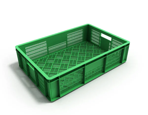 Caixa de plástico vazio renderização 3d no branco — Fotografia de Stock