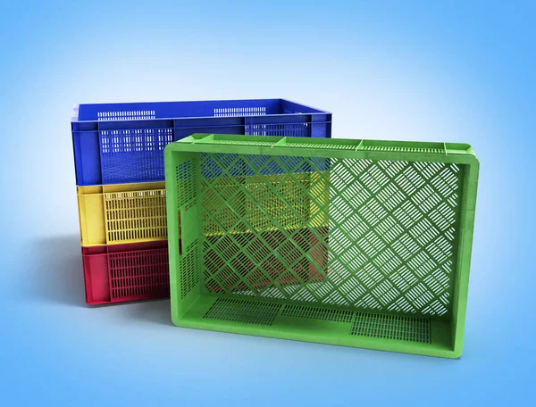Cajas de plástico de color vacío 3d ilustración en gradiente —  Fotos de Stock
