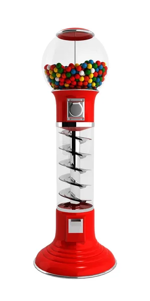 Röd vintage gumball dispenser maskintillverkade glas-och reflecti — Stockfoto