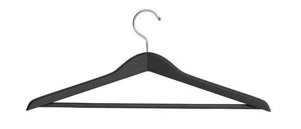 Wooden black coat hanger 3d render on white — Stock Photo, Image