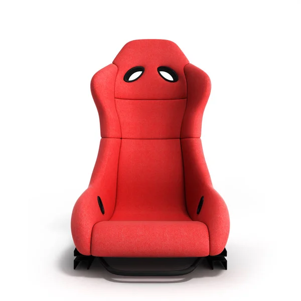 Спортивне червоне автомобільне крісло спереду 3d ілюстрація на білому — стокове фото